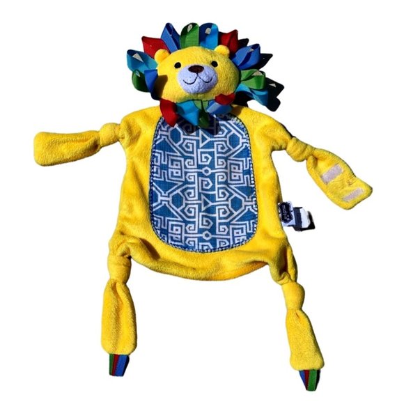 Mud Pie Lion Lovey Security Blanket Paci Holder Primary Colors Cuddler Soother - Picture 1 of 7